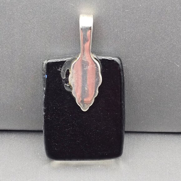 Handcrafted Multicolored Dichroic Glass Cosmic Pendant 1.5" Silver-Plated Bail - Picture 4 of 5